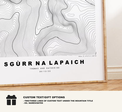 Sgurr na Lapaich Print - Contour Map - Sgurr na Lapaich Poster - Scotland - Topographic Map - Print - Wall Art - Sgùrr na Lapaich Map