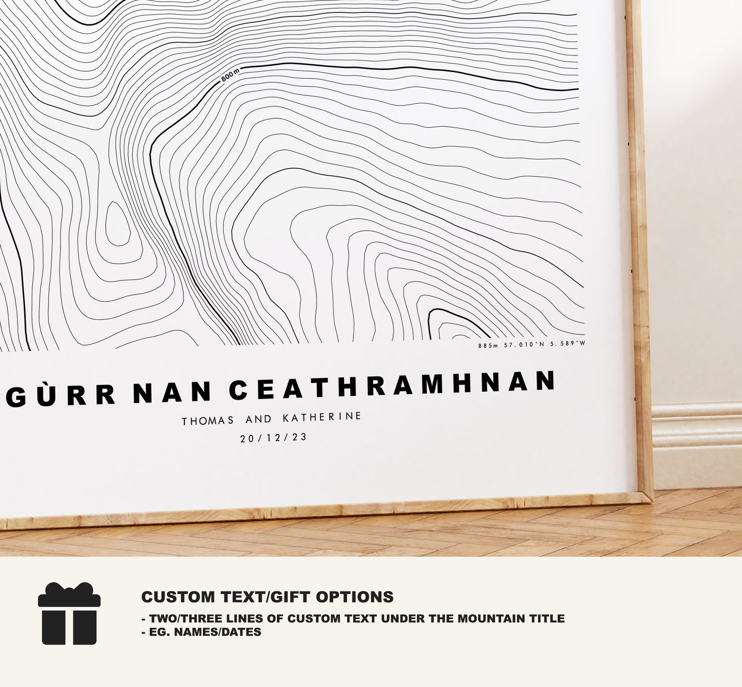 Sgurr nan Ceathramhnan Print - Contour Map - Sgurr nan Ceathramhnan Poster - Scotland - Topographic Map - Print - Wall Art - Map