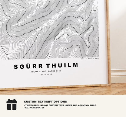 Sgurr Thuilm Print - Contour Map - Sgurr Thuilm Poster - Scotland - Topographic Map - Print - Wall Art - Sgurr Thuilm Map