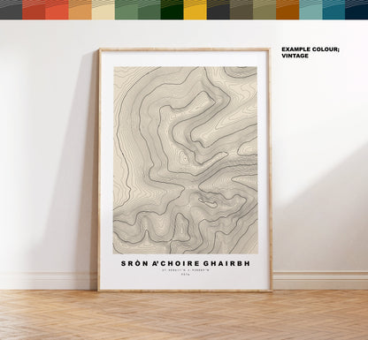 Sron a Choire Ghairbh Print - Contour Map - Sron a Choire Ghairbh Poster - Scotland - Topographic Map - Wall Art - Sròn a' Choire Ghairbh