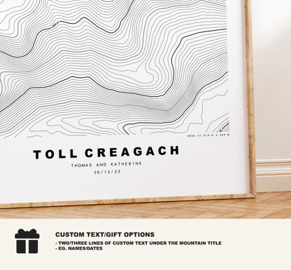 Toll Creagach Print - Contour Map - Toll Creagach Poster - Scotland - Topographic Map - Print - Wall Art - Toll Creagach Map