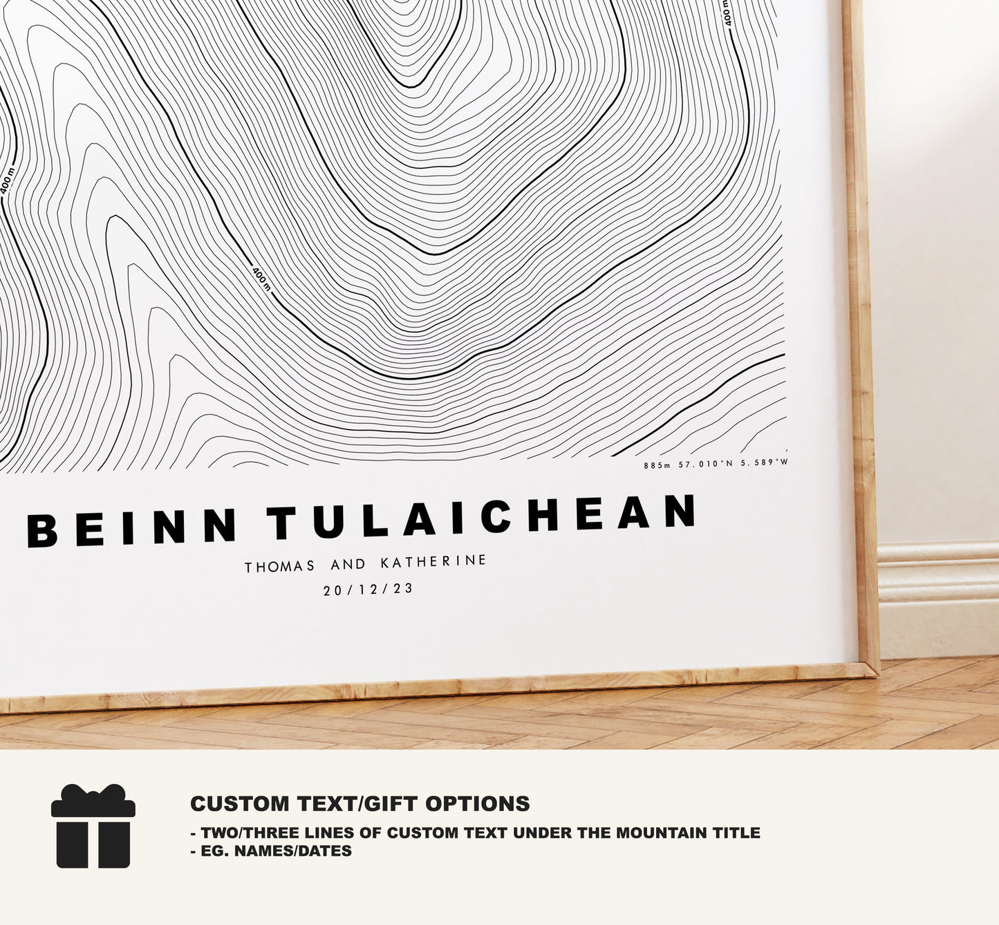 Beinn Tulaichean Print - Contour Map -  Beinn Tulaichean Poster - Scotland - Topographic Map - Print - Wall Art - Beinn Tulaichean Map