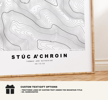 Stuc a'Chroin Print - Contour Map - Stuc a'Chroin Poster - Scotland - Topographic Map - Print - Wall Art - Stuc a'Chroin Map