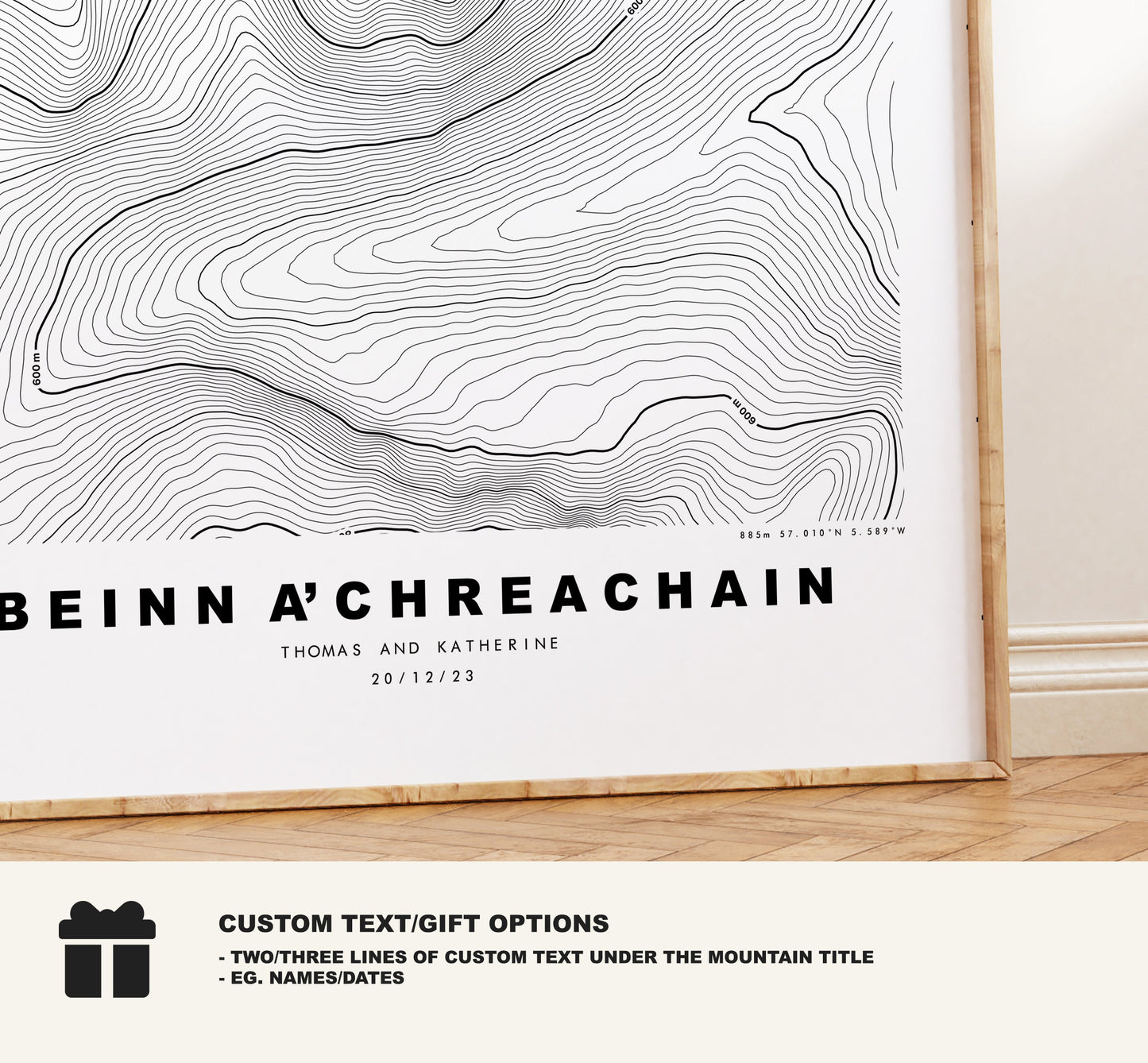 Beinn a'Chreachain Print - Contour Map -  Beinn a'Chreachain Poster - Scotland - Topographic Map - Print - Wall Art - Beinn a'Chreachain Map