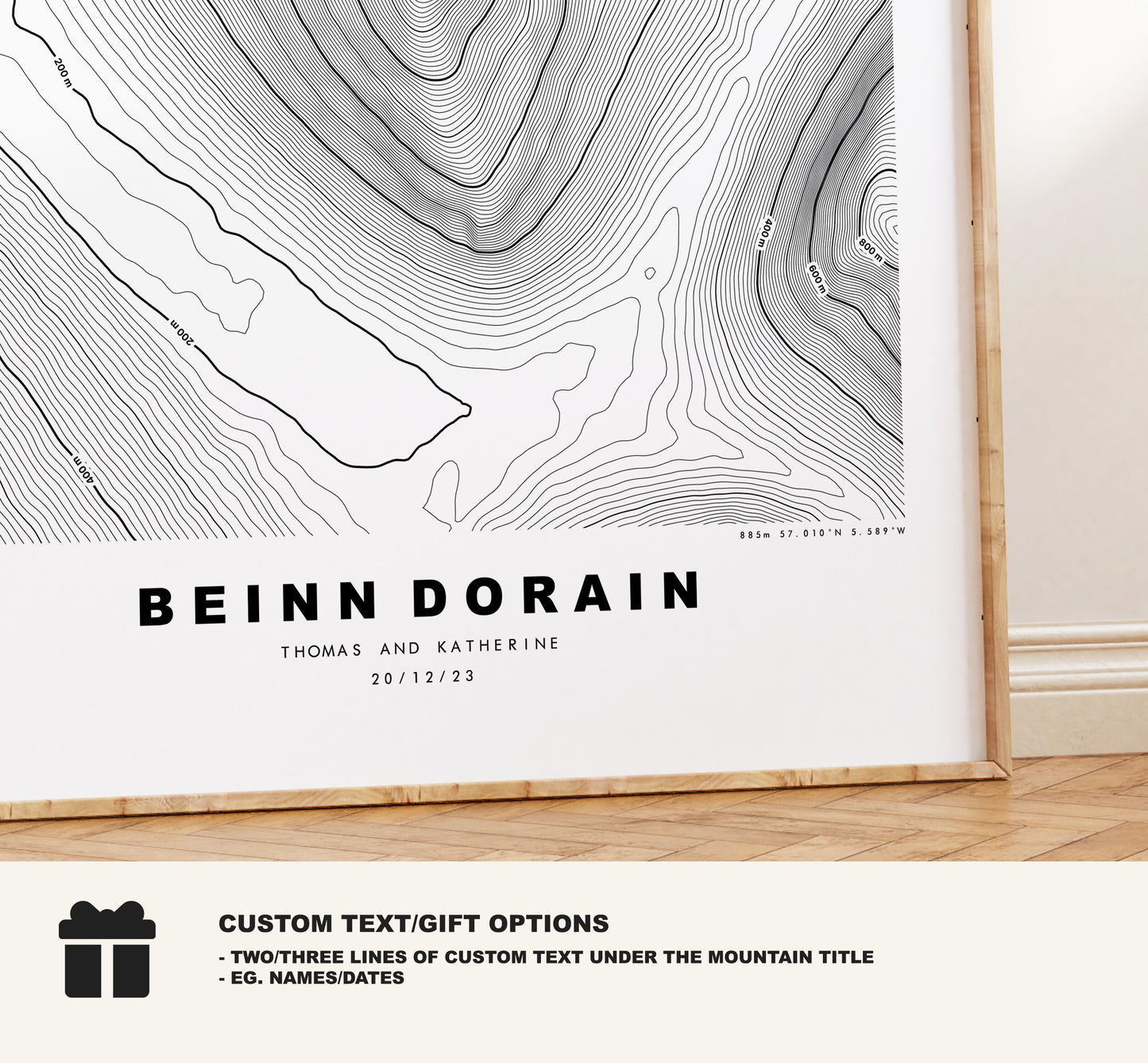 Bienn Dorain Print - Contour Map - Bienn Dorain Poster - Scotland - Topographic Map - Print - Wall Art - Beinn Dobhrain Map