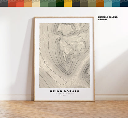 Bienn Dorain Print - Contour Map - Bienn Dorain Poster - Scotland - Topographic Map - Print - Wall Art - Beinn Dobhrain Map