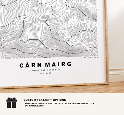 Carn Mairg Print - Contour Map - Carn Mairg Poster - Scotland - Topographic Map - Print - Wall Art - Càrn na Mairc Map