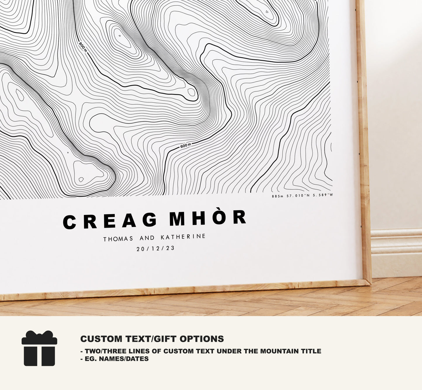 Creag Mhor Print - Contour Map - Creag Mhor Poster - Scotland - Topographic Map - Print - Wall Art - Creag Mhor Map