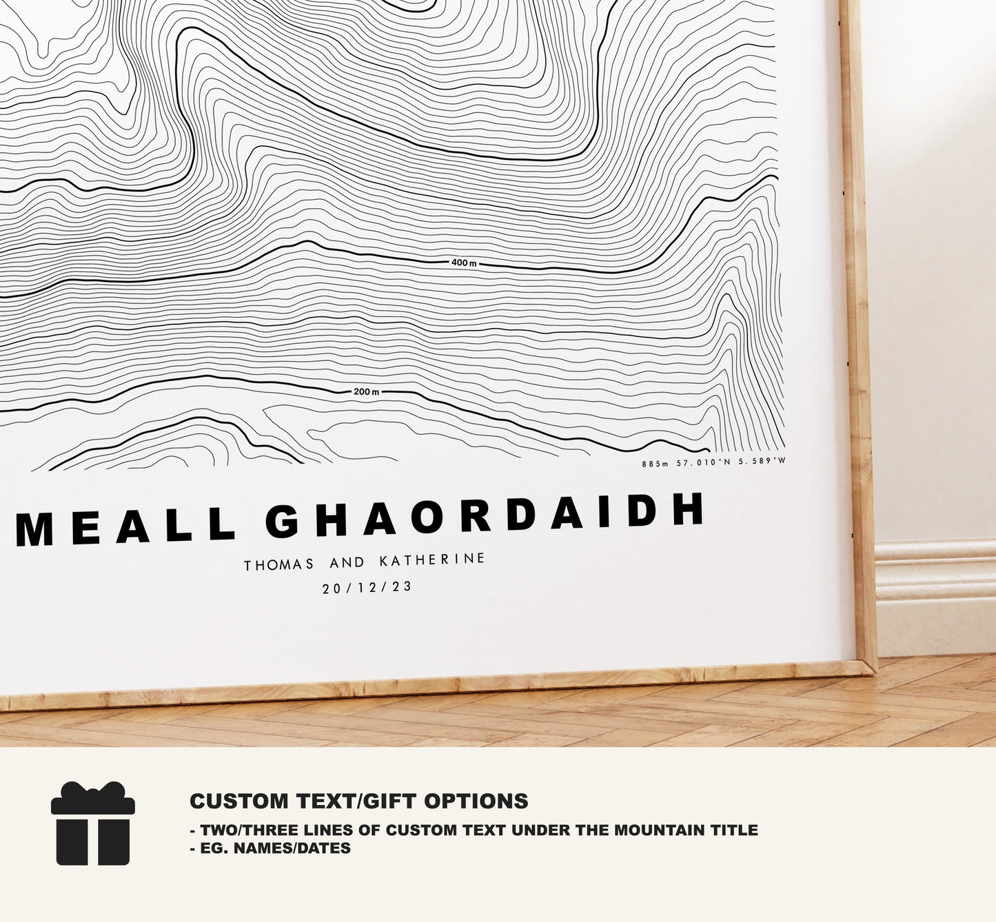 Meall Ghaordaidh Print - Contour Map - Meall Ghaordaidh Poster - Scotland - Topographic Map - Print - Wall Art - Meall Ghaordaidh Map