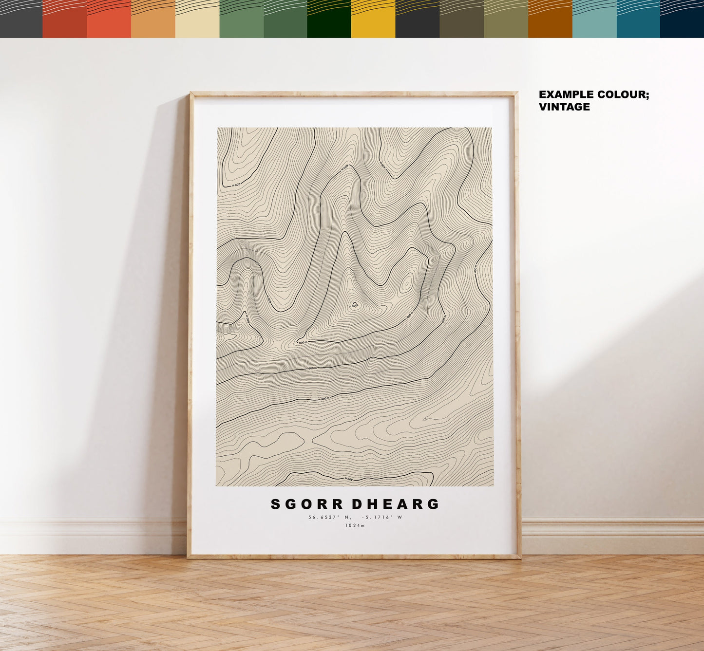 Sgorr Dhearg Print - Contour Map - Sgorr Dhearg Poster - Scotland - Topographic Map - Print - Wall Art - Beinn a' Bheithir Map