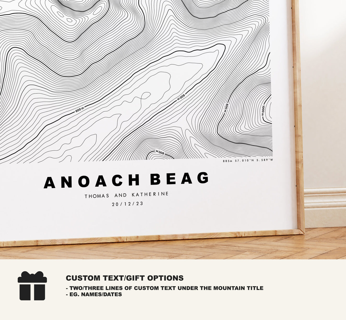 Anoach Beag Print - Contour Map - Anoach Beag Poster - Scotland - Topographic Map - Print - Wall Art - Anoach Beag Map