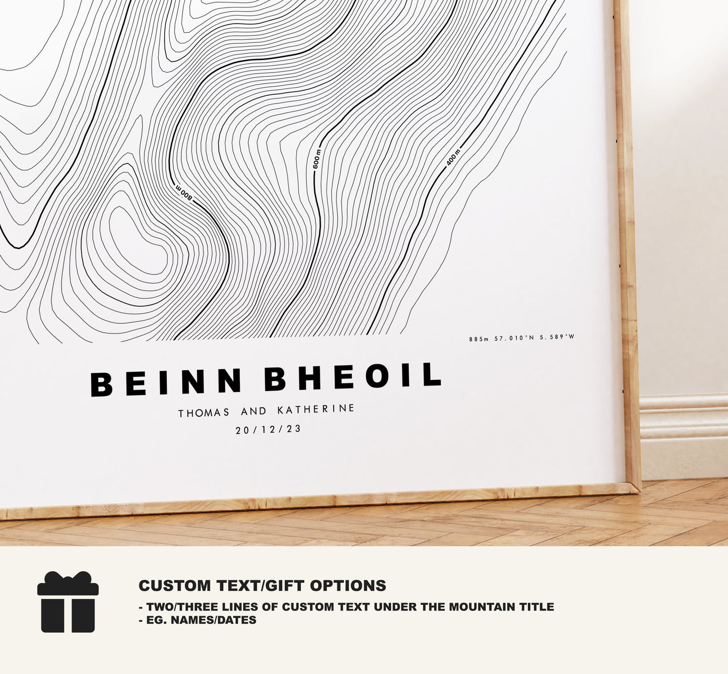 Beinn Bheoil Print - Contour Map - Beinn Bheoil Poster - Scotland - Topographic Map - Print - Wall Art - Beinn Bheoil Map