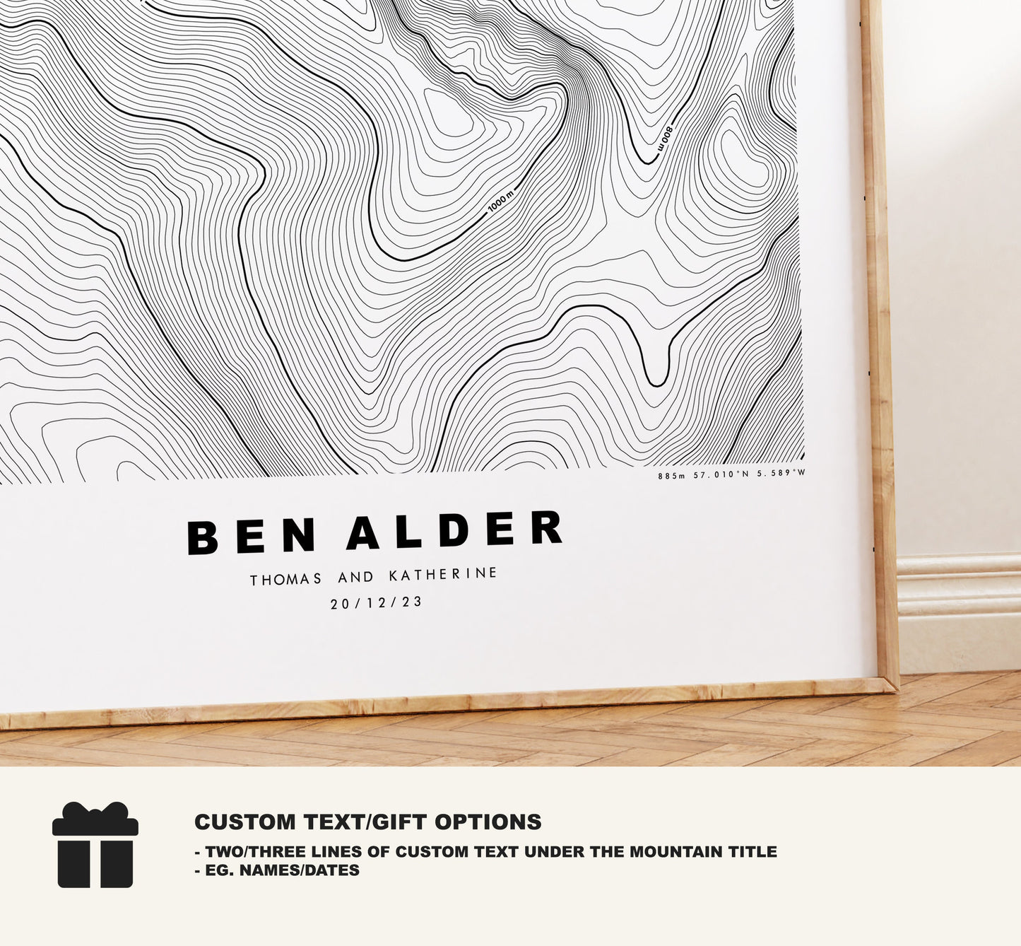 Ben Alder Print - Contour Map - Ben Alder Poster - Scotland - Topographic Map - Print - Wall Art - Beinn Eallair Map