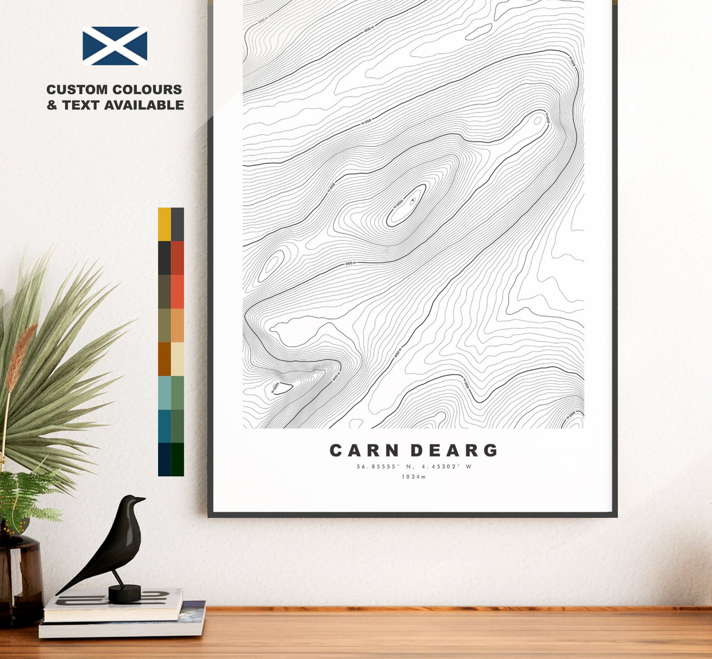 Carn Dearg (Geal Charn) Print - Contour Map - Carn Dearg Poster - Scotland - Topographic Map - Print - Wall Art - Carn Dearg Map