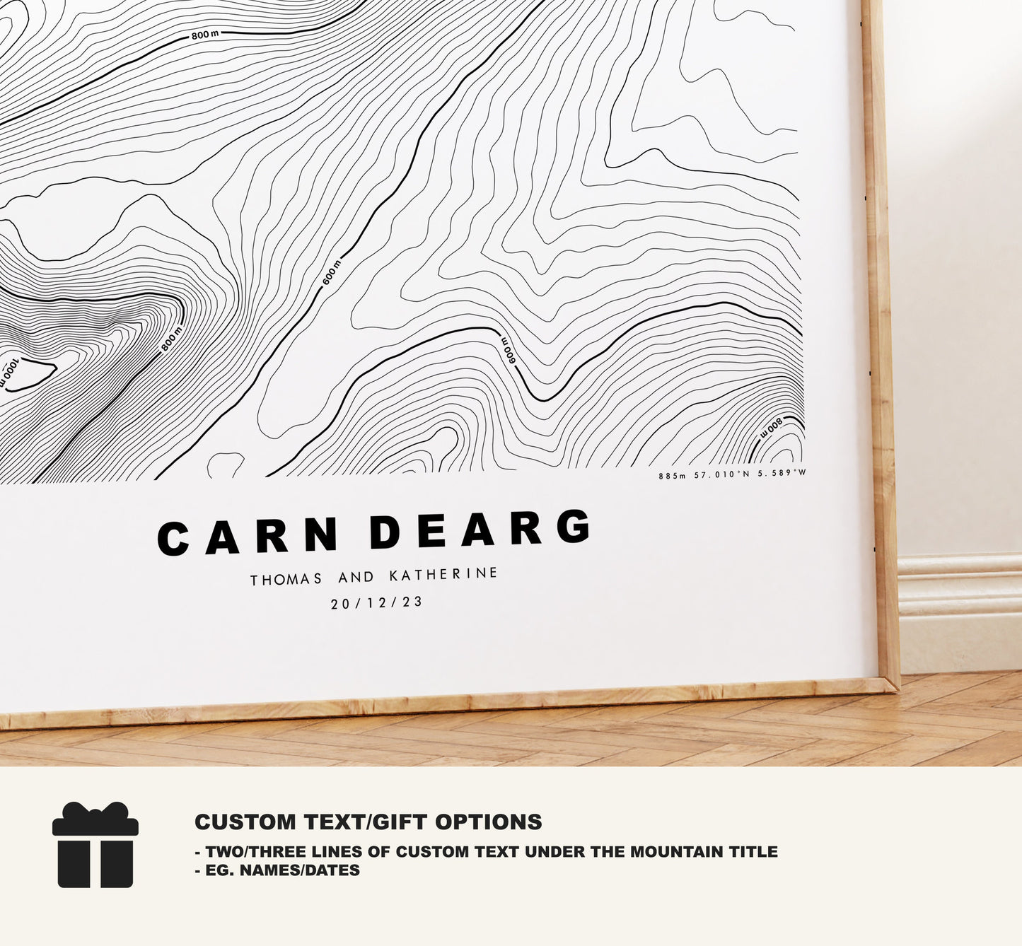 Carn Dearg (Geal Charn) Print - Contour Map - Carn Dearg Poster - Scotland - Topographic Map - Print - Wall Art - Carn Dearg Map