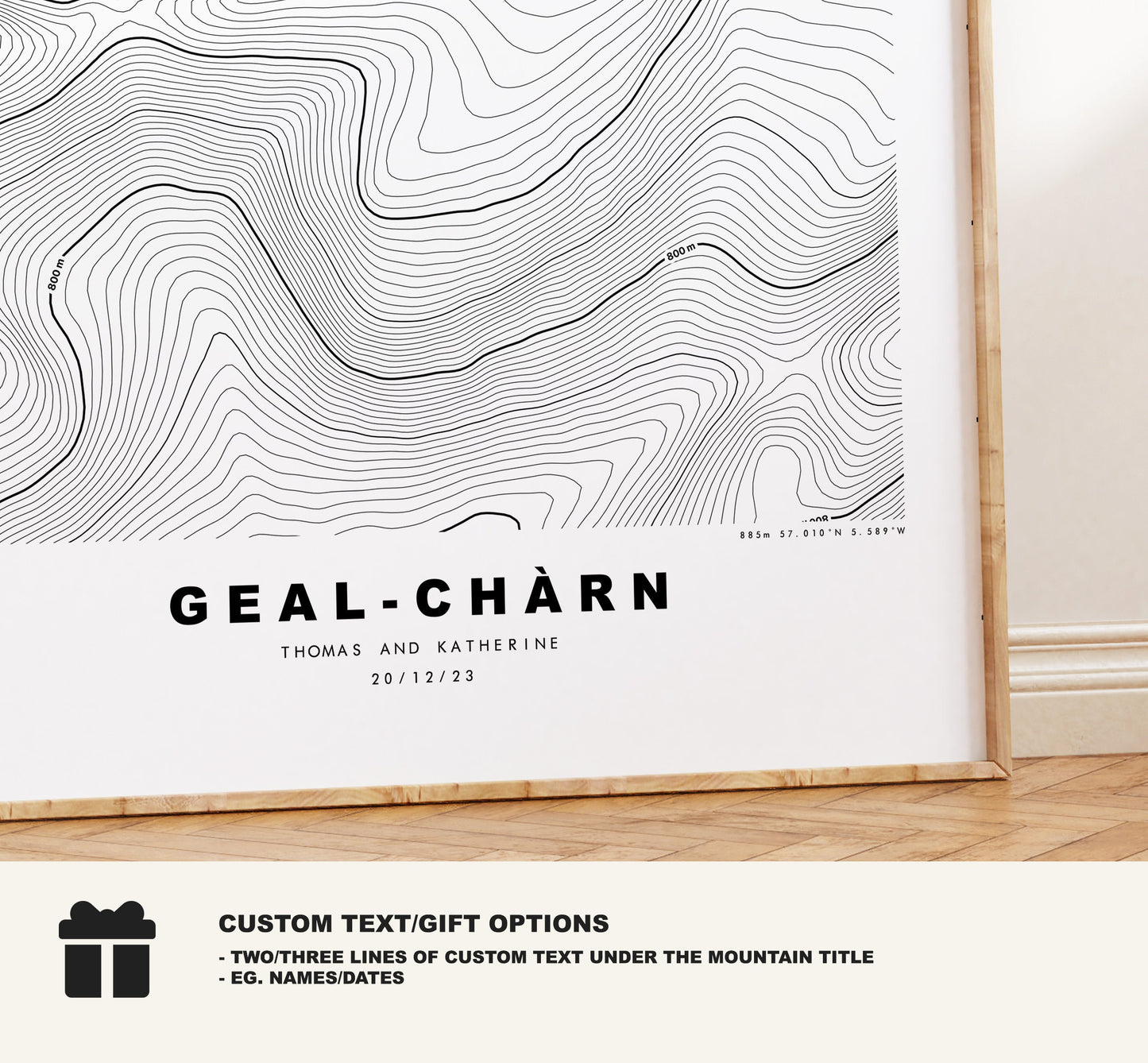 Geal Charn Print - Contour Map - Geal Charn (Alder) Poster - Scotland - Topographic Map - Print - Wall Art - Geal-Chàrn Map