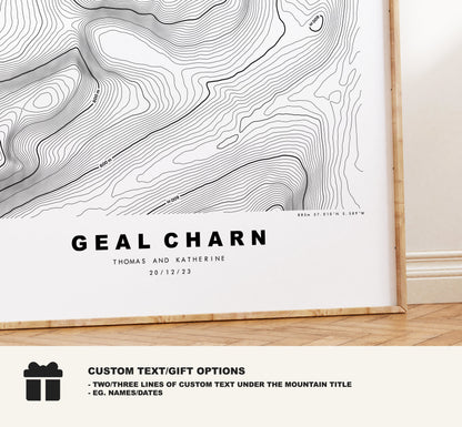 Geal Charn (Laggan) Print - Contour Map - Geal Charn Poster - Scotland - Topographic Map - Print - Wall Art - Geal Charn Map