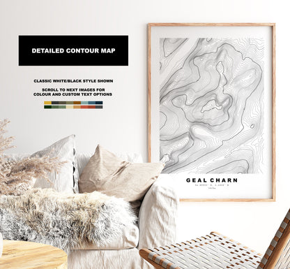 Geal Charn (Laggan) Print - Contour Map - Geal Charn Poster - Scotland - Topographic Map - Print - Wall Art - Geal Charn Map