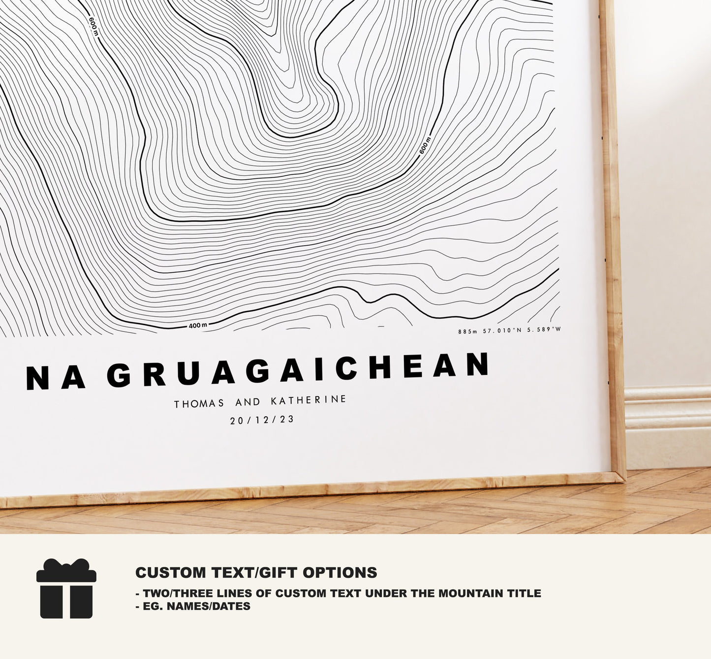 Na Gruagaichean Print - Contour Map - Na Gruagaichean Poster - Scotland - Topographic Map - Print - Wall Art - Na Gruagaichean Map