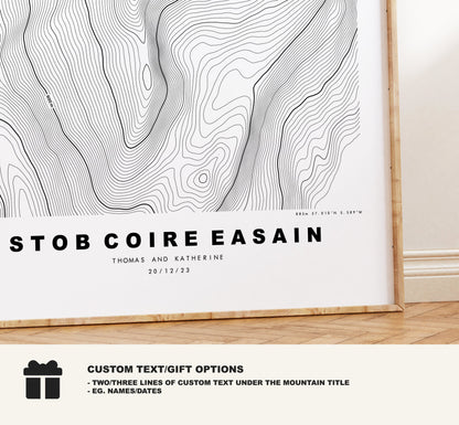 Stob Coire Easain Print - Contour Map - Stob Coire Easain Poster - Scotland - Topographic Map - Print - Wall Art - Stob Coire Easain Map