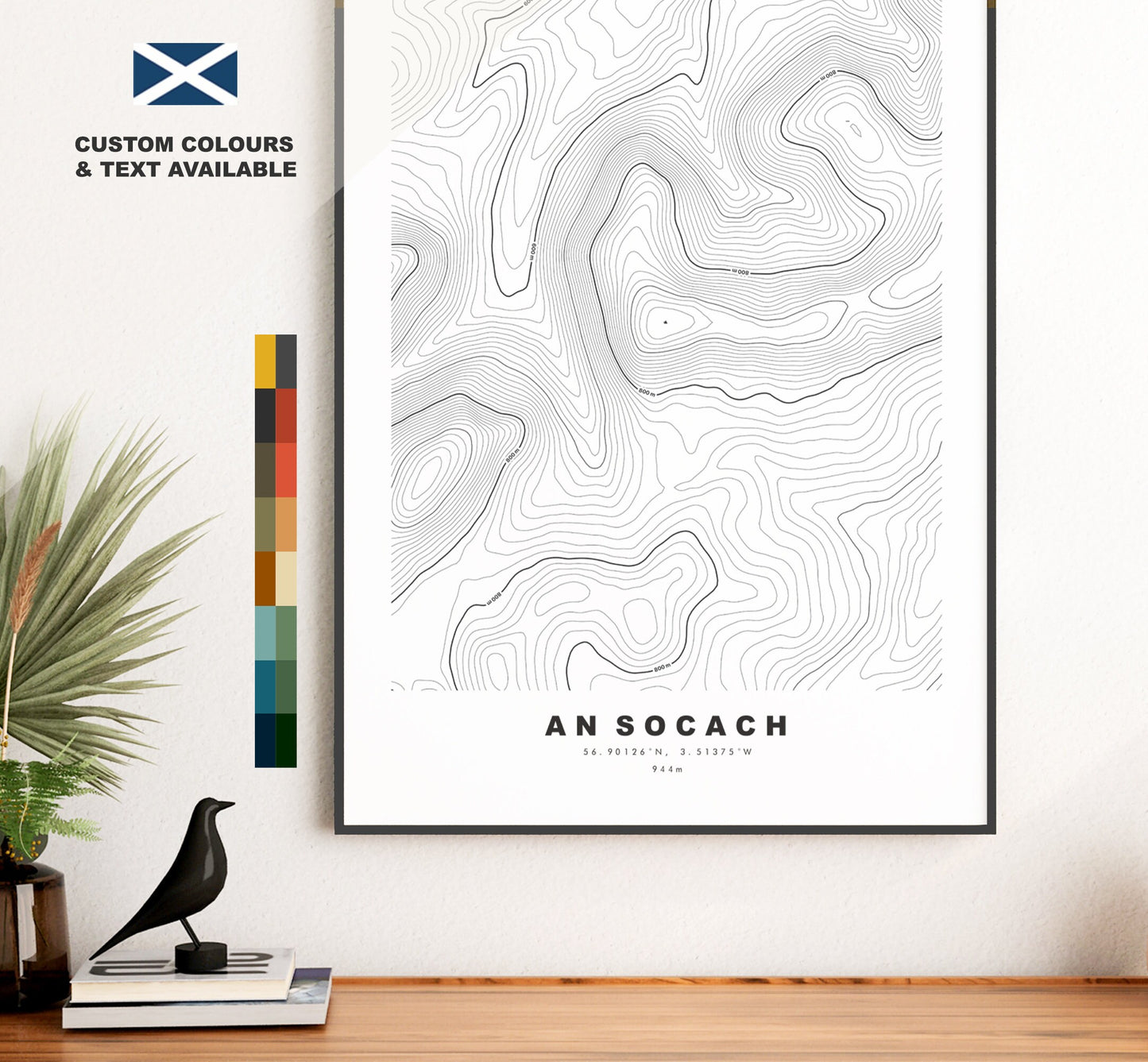 An Socach Print - Contour Map - An Socach Poster - Scotland - Topographic Map - Print - Wall Art - An Socach Map