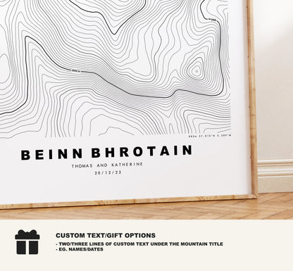 Beinn Bhrotain Print - Contour Map - Beinn Bhrotain Poster - Scotland - Topographic Map - Print - Wall Art - Beinn Bhrotain Map