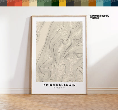 Beinn Udlamain Print - Contour Map - Beinn Udlamain Poster - Scotland - Topographic Map - Print - Wall Art - Beinn Udlamain Map