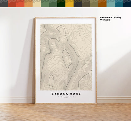 Bynack More Print - Contour Map - Bynack More Poster - Scotland - Topographic Map - Print - Wall Art - Beinn Bheithneag Map