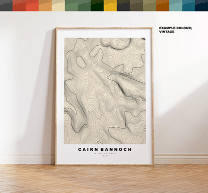 Cairn Bannoch Print - Contour Map - Cairn Bannoch Poster - Scotland - Topographic Map - Print - Wall Art - Càrn a' Bheannaich Map