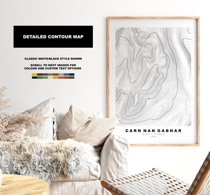 Carn nan Gabhar Print - Contour Map - Beinn a' Ghlò Poster - Scotland - Topographic Map - Print - Wall Art - Beinn a' Ghlò Map