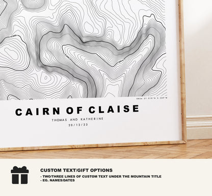 Cairn of Claise Print - Contour Map - Cairn of Claise Poster - Scotland - Topographic Map - Print - Wall Art - Cairn of Claise Map