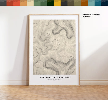 Cairn of Claise Print - Contour Map - Cairn of Claise Poster - Scotland - Topographic Map - Print - Wall Art - Cairn of Claise Map