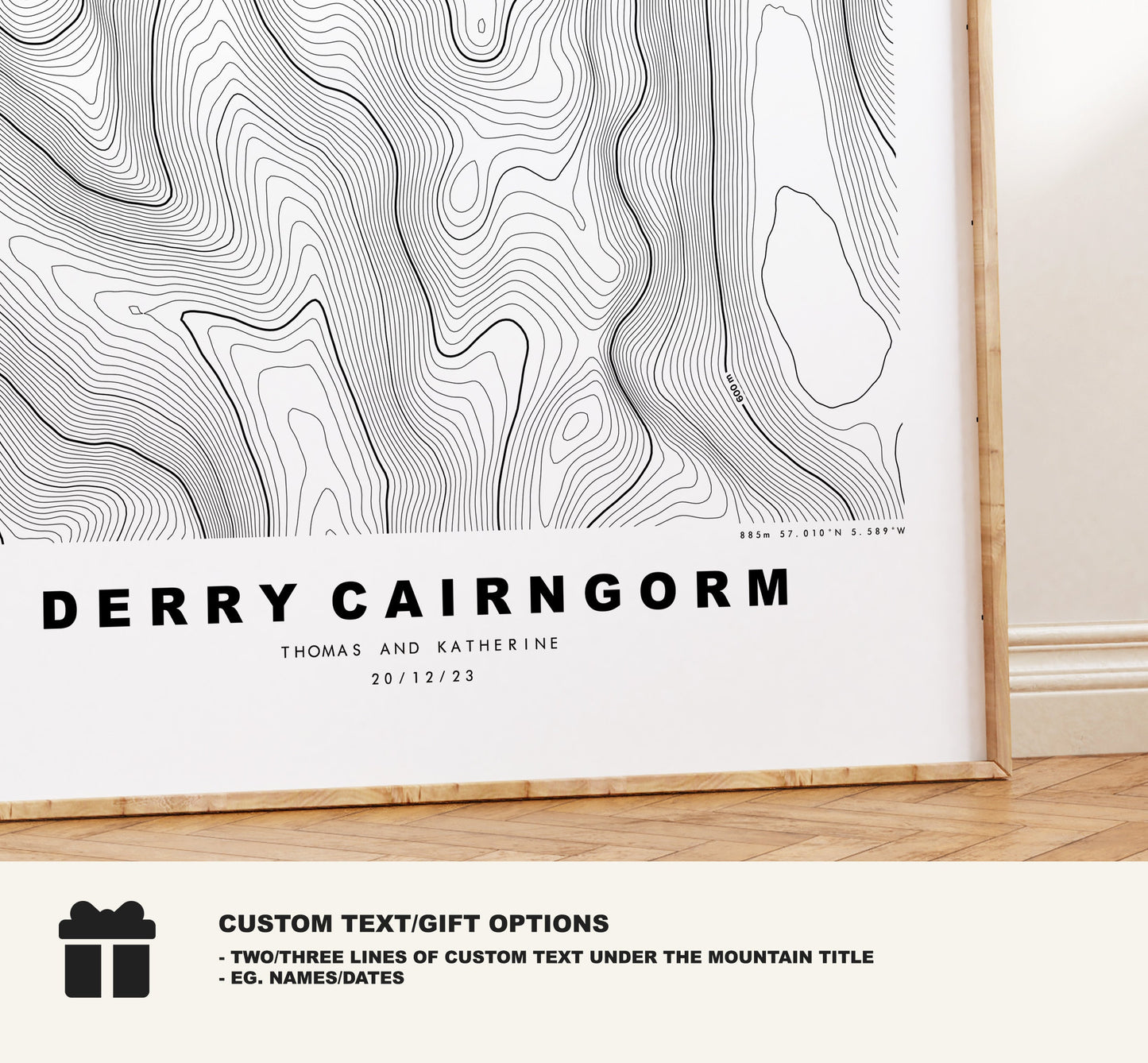 Derry Cairngorm Print - Contour Map - Derry Cairngorm Poster - Scotland - Topographic Map - Print - Wall Art - Càrn Gorm an Doire Map