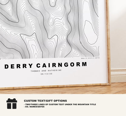 Derry Cairngorm Print - Contour Map - Derry Cairngorm Poster - Scotland - Topographic Map - Print - Wall Art - Càrn Gorm an Doire Map