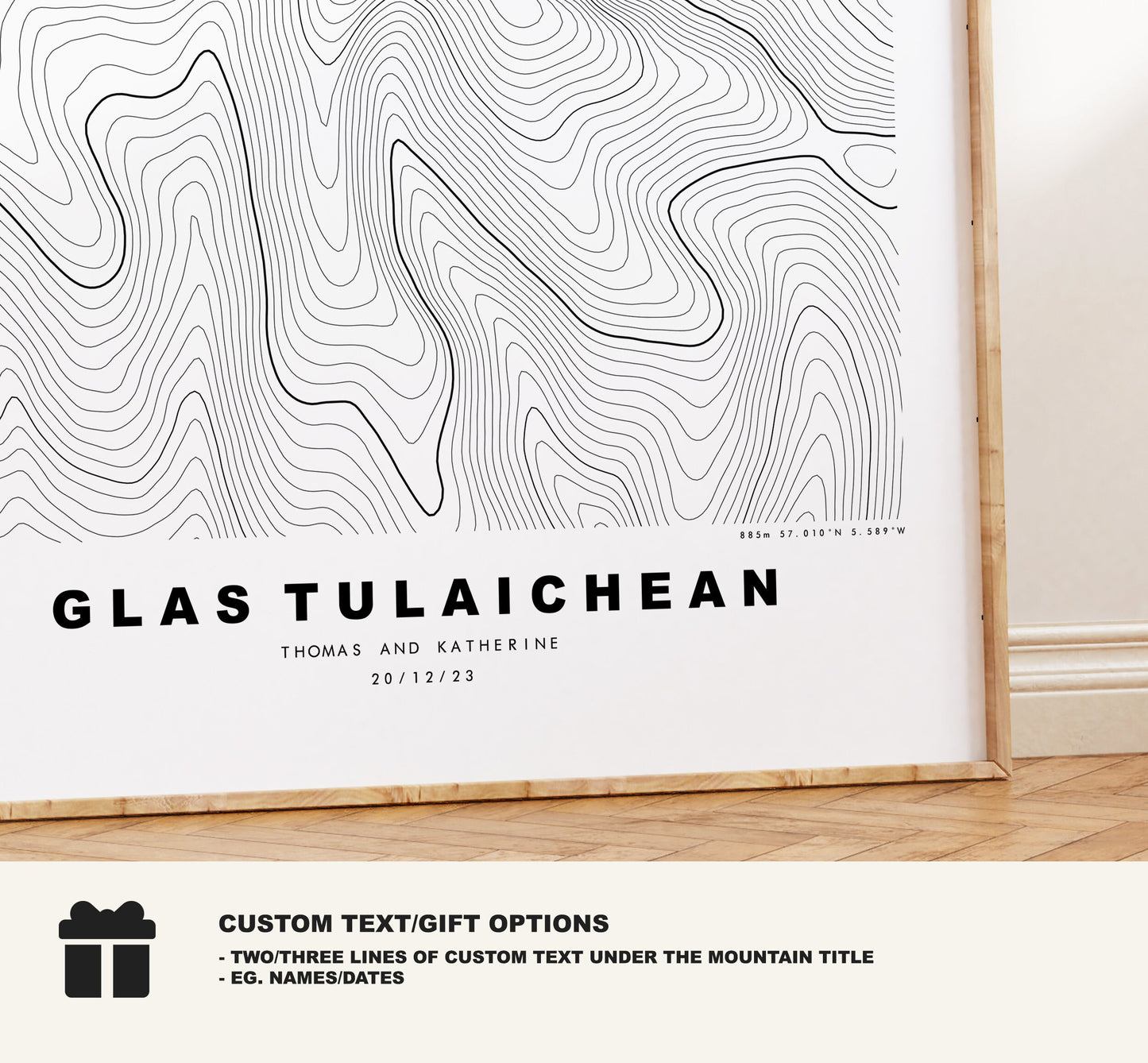 Glas Tulaichean Print - Contour Map - Glas Tulaichean Poster - Scotland - Topographic Map - Print - Wall Art - An Glas-Thulchan Map