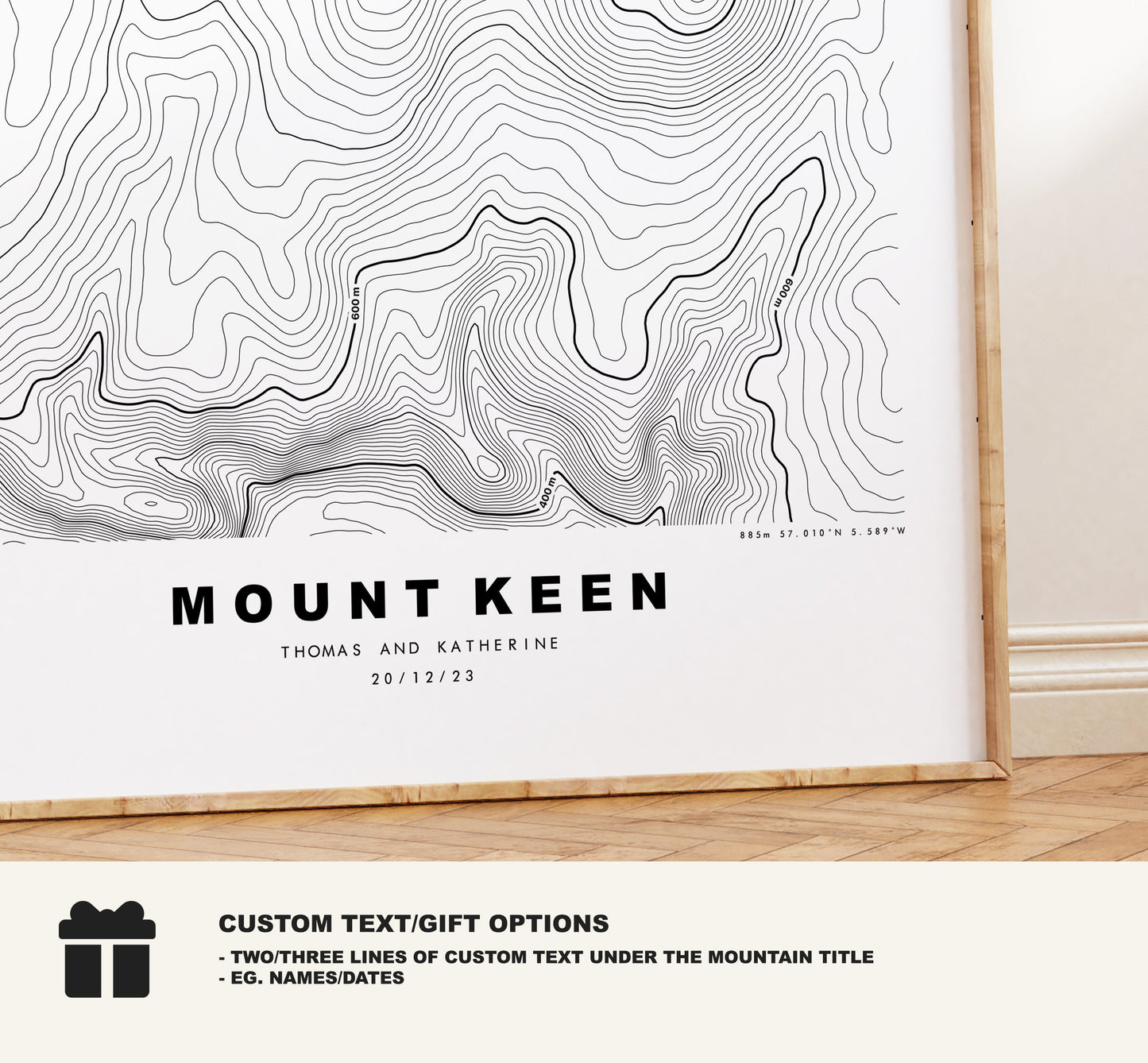 Mount Keen Print - Contour Map - Mount Keen Poster - Scotland - Topographic Map - Print - Wall Art - Monadh Caoin Map