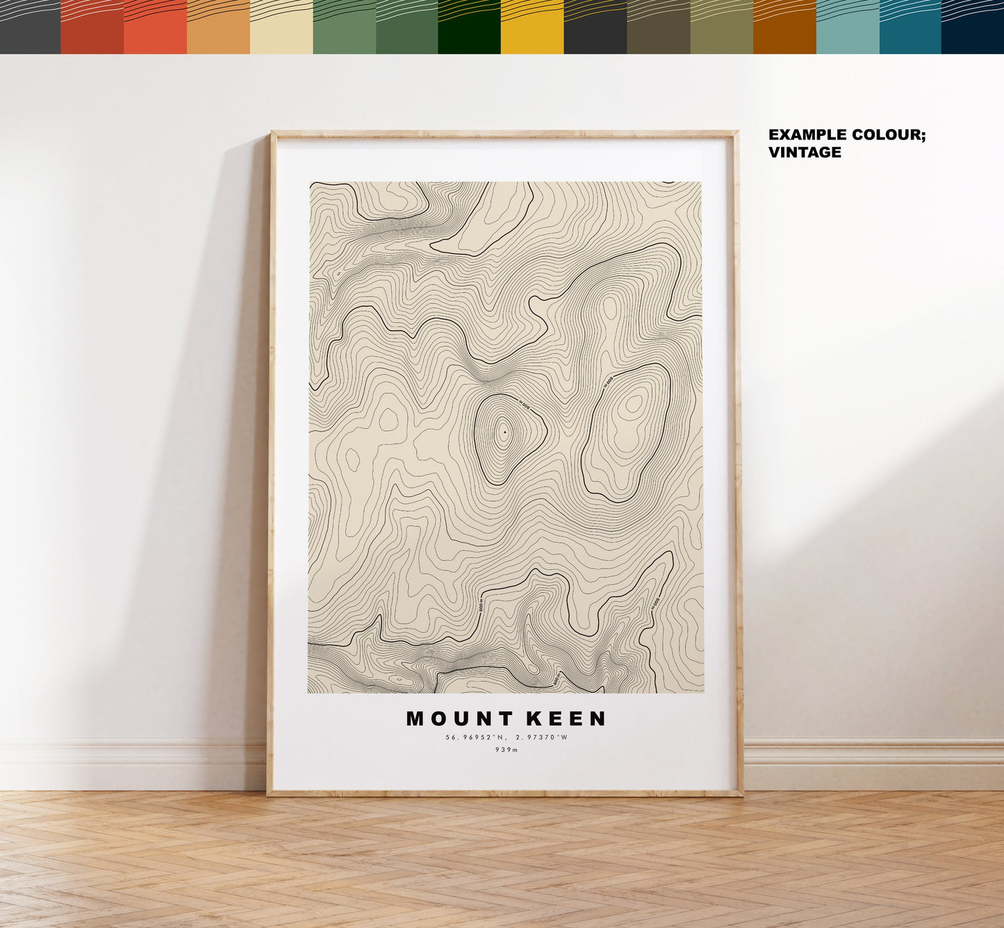 Mount Keen Print - Contour Map - Mount Keen Poster - Scotland - Topographic Map - Print - Wall Art - Monadh Caoin Map