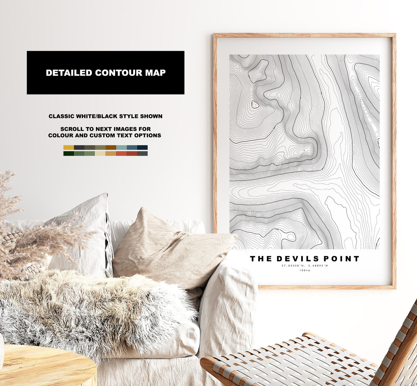 The Devils Point Print - Contour Map - The Devils Point Poster - Scotland - Topographic Map - Print - Wall Art - Bod an Deamhain Map