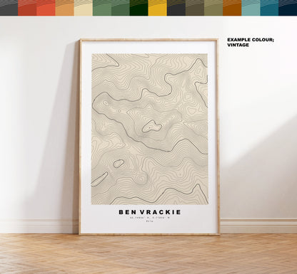 Ben Vrackie Print - Contour Map - Ben Vrackie Poster - Scotland - Topographic Map - Print - Wall Art - Ben Vrackie Map - Perthshire