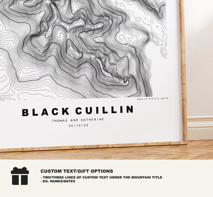 Black Cuillin Print - Contour Map - Black Cuillin Map - Scotland - Topographic Map - Print - Wall Art - Skye - Sgurr Alasdair - Topography