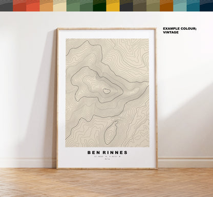 Ben Rinnes Print - Contour Map - Ben Rinnes Poster - Scotland - Topographic Map - Print - Wall Art - Ben Rinnes Map - Topography