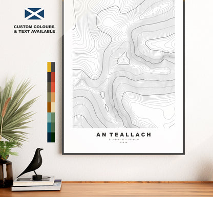 An Teallach Print - Contour Map - An Teallach Poster - Scotland - Topographic Map - Print - Wall Art - An Teallach Map - Munros - Topography