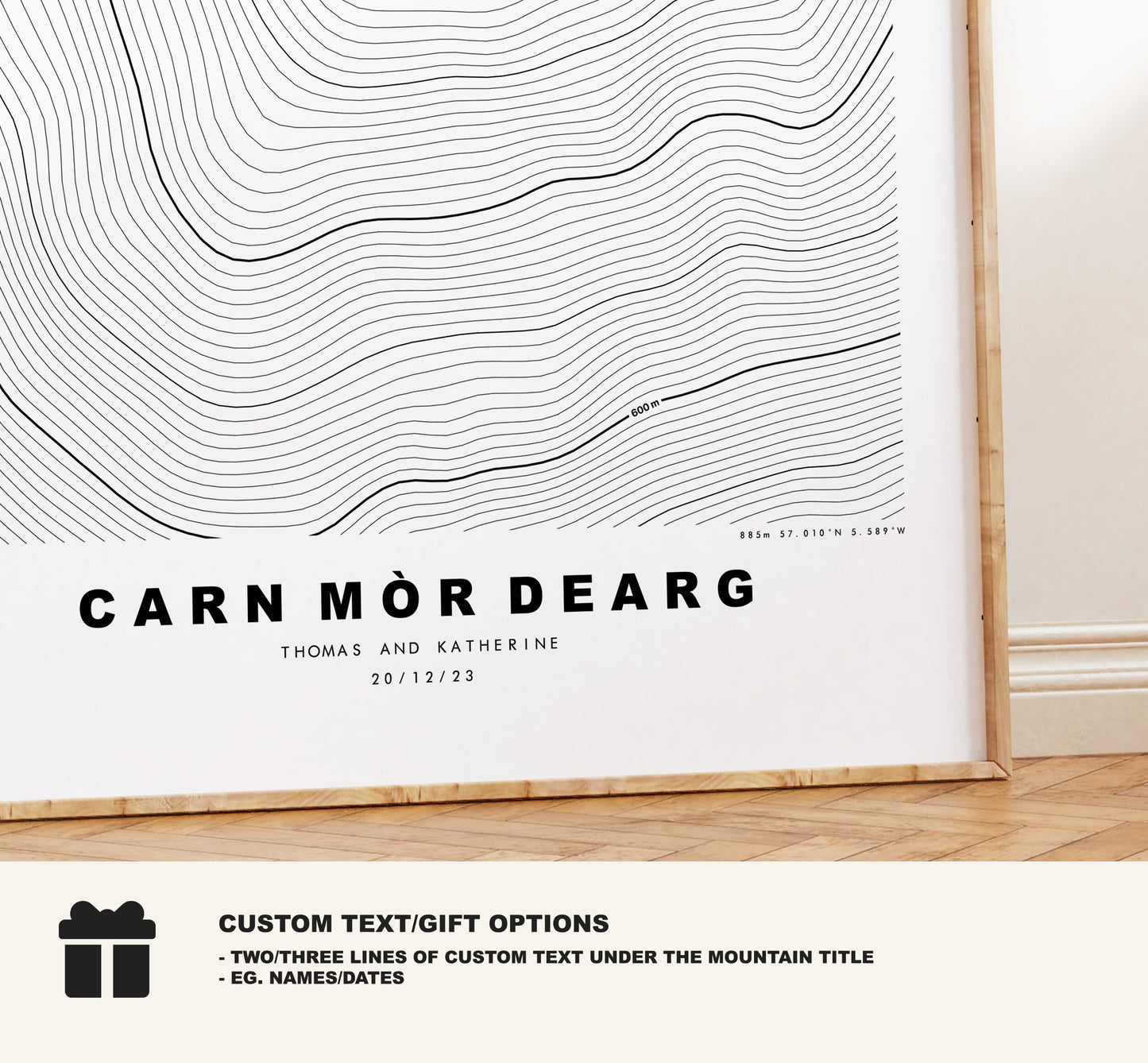 Carn Mor Dearg Print - Contour Map - Carn Mor Dearg Poster - Scotland - Topographic Map - Print - Wall Art -  Map - Munros - Topography