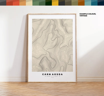 Carn Aosda Print - Contour Map - Carn Aosda Poster - Scotland - Topographic Map - Print - Wall Art - Carn Aosda Map - Cairnwell Pass - Munro