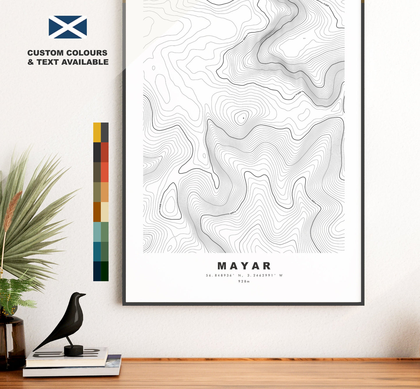 Mayar Print - Contour Map - Mayar Poster - Scotland - Topographic Map - Print - Wall Art - Mayar Map - Grampians - Munro - Mayar Mountain