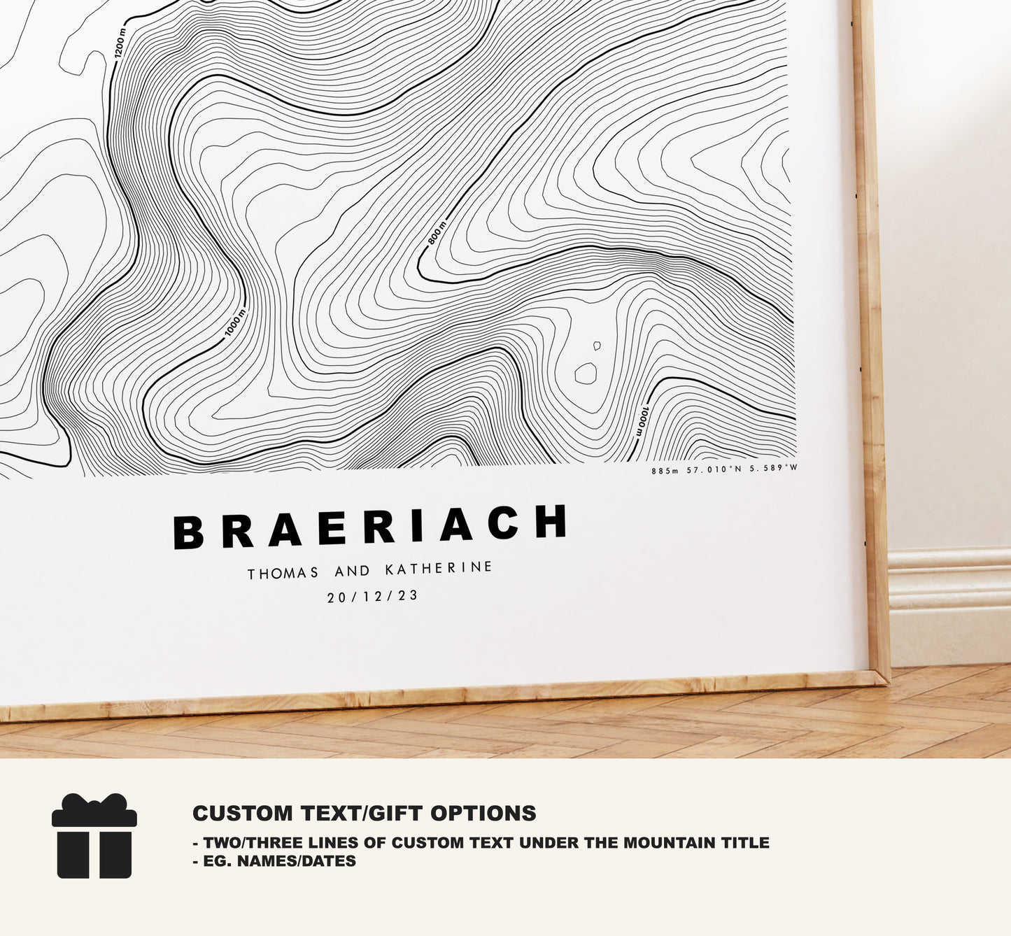 Braeriach Print - Contour Map - Braeriach Poster - Scotland - Topographic Map - Print - Wall Art - Braeriach Map - Munros - Topography