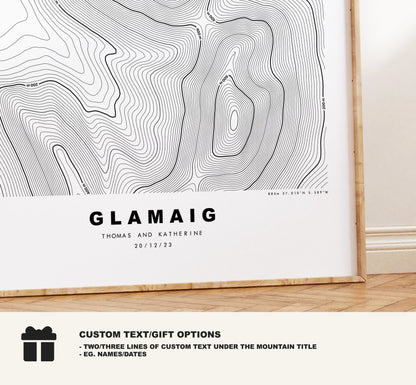 Glamaig Print - Contour Map - Glamaig Poster - Scotland - Topographic Map - Print - Wall Art - Isle of Skye - Red Hills - Glamaig