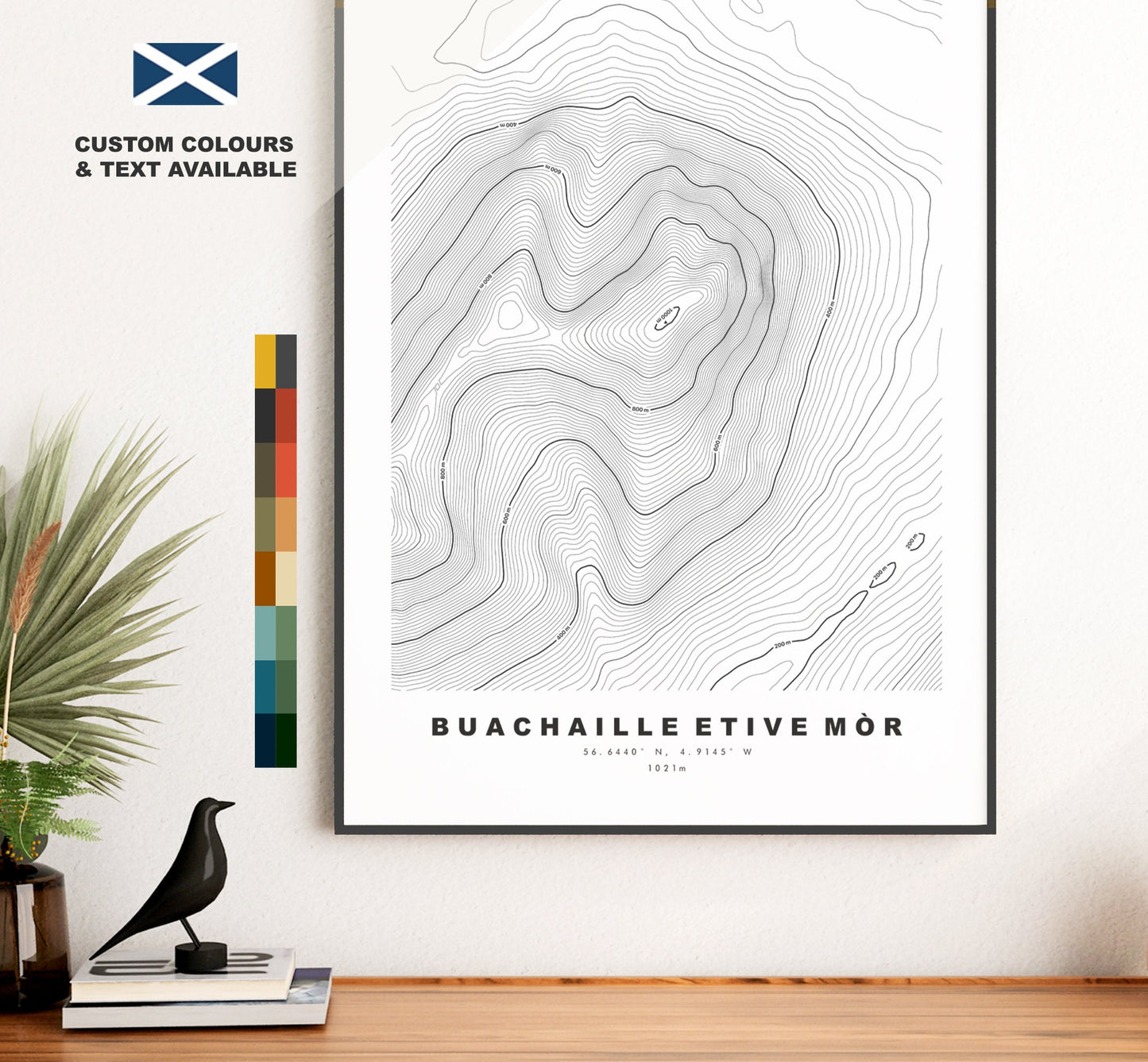 Buachaille Etive Mor Print - Contour Map - Poster - Scotland - Topographic Map - Print - Wall Art - Mountain Map - Munros - Topography