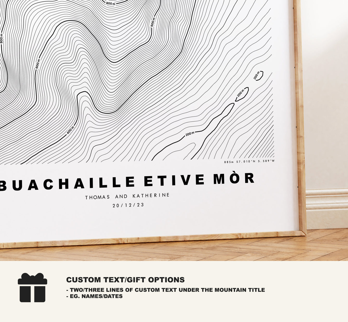 Buachaille Etive Mor Print - Contour Map - Poster - Scotland - Topographic Map - Print - Wall Art - Mountain Map - Munros - Topography