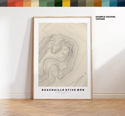 Buachaille Etive Mor Print - Contour Map - Poster - Scotland - Topographic Map - Print - Wall Art - Mountain Map - Munros - Topography